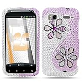 Rhinestones Protector Case for HTC Sensation 4G, Purple Daisy Full Diamond