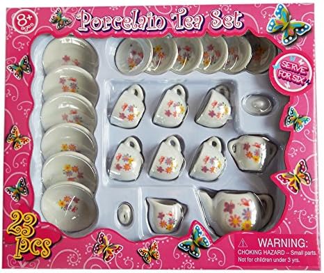 23 Piece Mini Porcelain Tea Set - Butterflies & Flowers