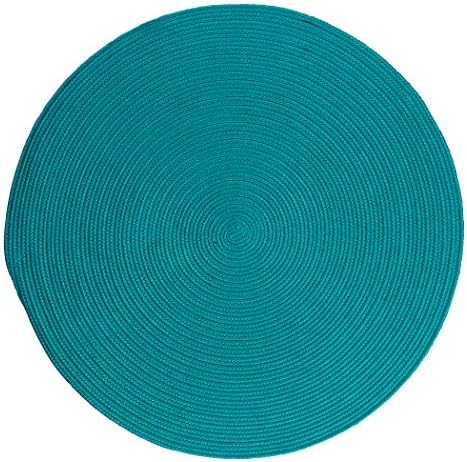 Boca Raton Polypropylene Braided Round Rug, 4-Feet, Turquoise