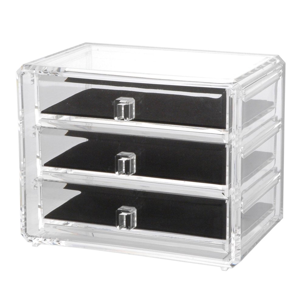 US Acrylic Deluxe 3drawer Jewelry Chest with Removable Drawers and
