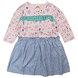 【H28年春物】 SCOLAR(スカラ) 天竺+布帛長袖ワンピース 90cm/ピンク NO.CH-16SP-SC14