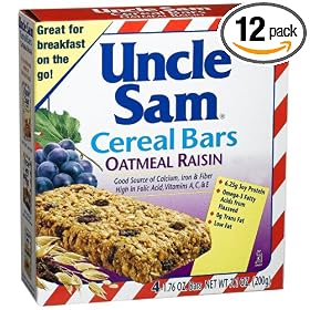 U.S. Mills Uncle Sam Cereal Bars, Oatmeal Raisin, 1.76-Ounce Bars in 4-Count Boxes (Pack of 12)