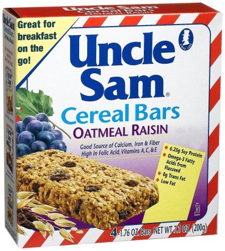 U.S. Mills Uncle Sam Cereal Bars, Oatmeal Raisin, 1.76-Ounce Bars in 4-Count Boxes (Pack... by Uncle Sam