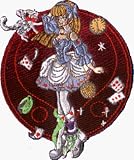 Alice in Wonderland - Sexy Alice on Maroon Circle by Rebel Toons - Embroidered Iron On or Sew On Patch