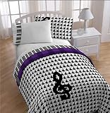 Glee Piano & Treble Clef Music Themed Twin / Full Comforter Set (4 Piece Bedding)