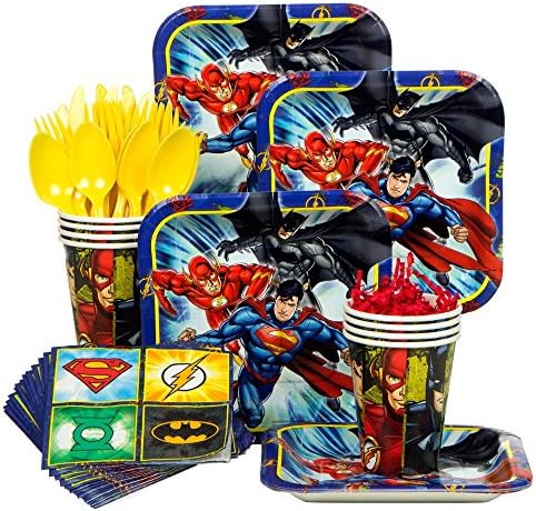 Justice League Birthday Party Standard Tableware Kit (Serves 8)