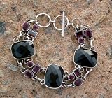Onyx and garnet bracelet, 'Exotic Drama' 0.8 W 8.1 L