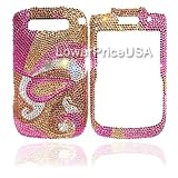 Blackberry Curve 8900 Javelin Genuine Swarovski Crystal (7ss) Pink and Gold Design Faceplate Cover Case