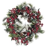 26 Red Berry Christmas Wreath With Pine Cones & Holly