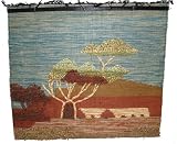 Countryside landscape - natural jute wall hanging / picture, woven
