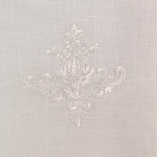 Gordonsbury Linen Tissue Box Cover in White with Hand Embroidered Ornament