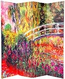 6 ft. Tall Double Sided Works of Monet Canvas Room Divider 4 Panel