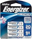 Energizer Ultimate Lithium AAA Batteries, World's Longest Lasting Battery for High-Tech Devices, 4 count