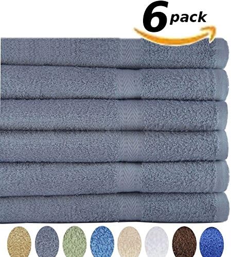 Smoke Grey 6 Cotton Bath Towels 27 X 54 Soft and Absorbent - Wholesale Lot