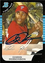 Chris Roberson Signed Phillies 2005 Bowman Rookie Card