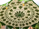 Review Gardenia GP00001 / Gardenia white cotton garden umbrella with green embroidered patchwork and mirrors