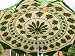 Gardenia white cotton garden umbrella with green embroidered patchwork and mirrors