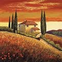 De Vita Sunset Over Tuscany II Canvas Giclee(16 x 16")