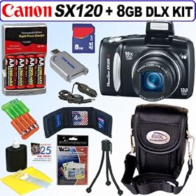 Canon PowerShot SX120IS 10MP Digital Camera + 8GB Deluxe Accessory Kit
