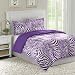 Home Essence Wild Things Bright Zebra Microfiber King Down Alternative Comforter Mini Set, Purple