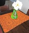 Handmade Rectangular Table Runner - 100% Crocheted by Hand Masterpiece - Bright Cottage Orange (One-of-a-kind)