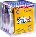 Artlicious - ULTIMATE 100 Unique Gel Pens Set - No Duplicates - 60% More Ink Than Other Brands - Non Toxic & Acid Free - Ideal for Coloring Books