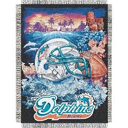 Miami Dolphins Home Field Advantage Woven Tapestry Throw Blanket - NFL Football Fan Shop Merchandise