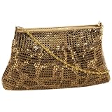 Savanna Leopard Metal Mesh Top Zip Clutch