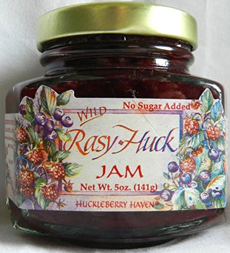 Wild Rasy-Huck Jam, from Huckleberry Haven, 5oz, No Sugar Added Wild Huckleberries and Red Raspberries Jam