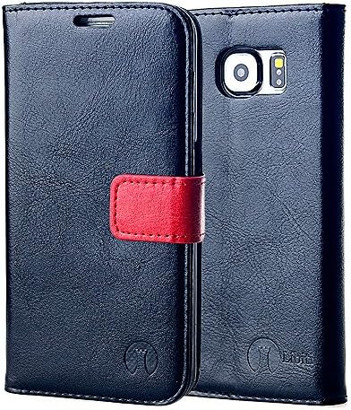 Galaxy S6 Case - Libiti Soft Leather Finest Quality Wallet Case (3 Color Options) - Classic Collection - Folio Style Design with Credit Card, ID and Cash Pockets, Adjustable Stand Feature and Anti Shock Protection for Samsung Galaxy S6 - Risk Free, 1 Year