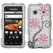Samsung Galaxy Prevail M820 Bling-Bling Rhinestone Hard Protector Cover Case-Silver Flowers