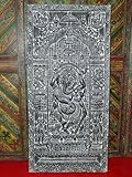 IMAGE OF Antique Doors Ganesha Dancing on Lotus Flower Base Carved Panel 72 Inch