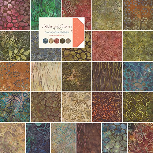 Moda STICKS AND STONES BATIKS Precut 5-inch Charm Pack Cotton Fabric Quilting Squares Assortment Laundry Basket Quilts 42219PP