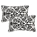 Pillow Perfect Decorative Black/Beige Damask Toss Pillows, Rectangle, 2-Pack