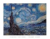Starry Night by Vincent van Gogh. Art Print Poster 28 inches width by 22 inches height. Highest Quality Art Poster Print