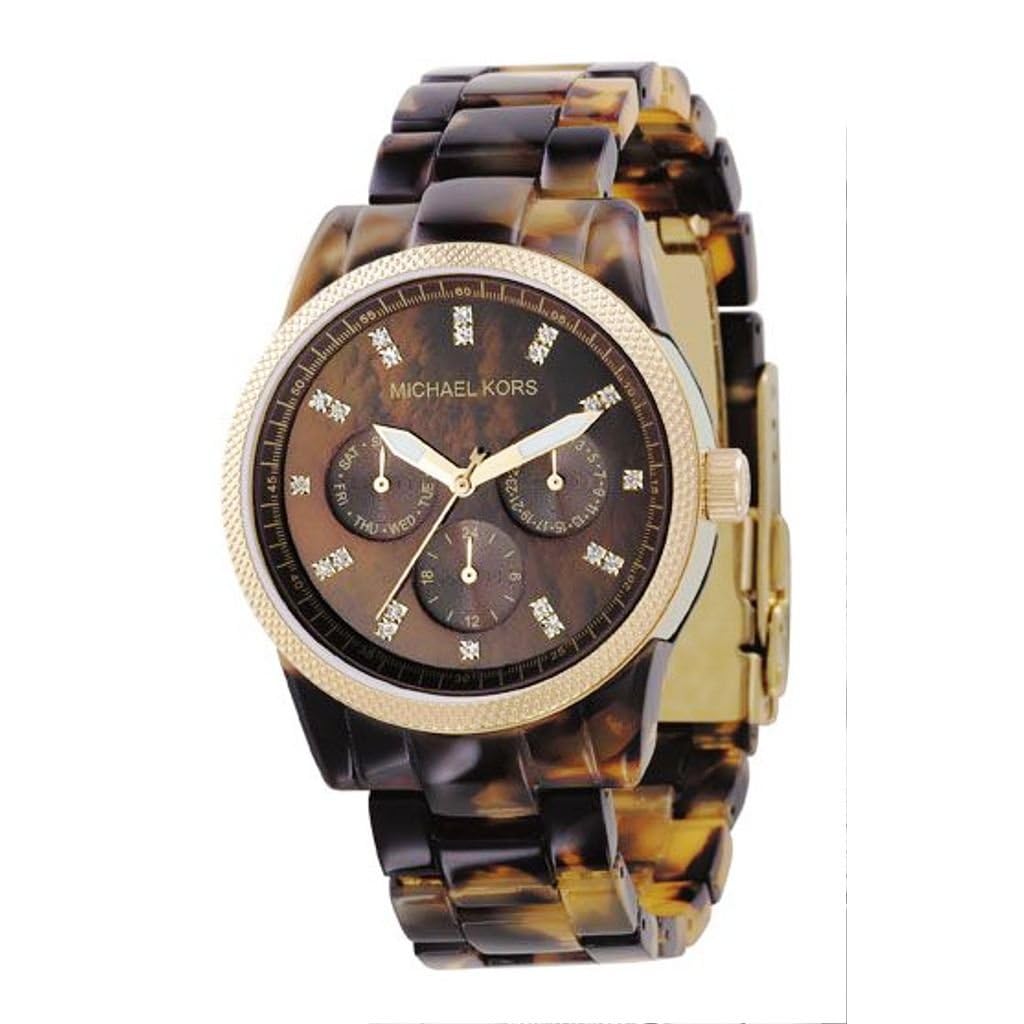 Michael Kors Quartz, Brown Dial with Tortoiseshell Bracelet - Womens Watch 