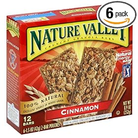 Nature Valley Crunchy Granola Bars, Cinnamon, 12-Count Boxes (Pack of 6)