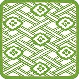 Caspari Set of Two Kiku Green Square Paper Salad Plate packages, 8 plates per package