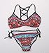 Yonala Womens Printed Push up Padded Bra Halter Raceback Beach Swimsuit Beachwear,Multicolor,Medium