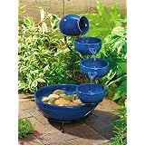 Smart Solar® Cascade Fountain Blue Glazed Ceramic