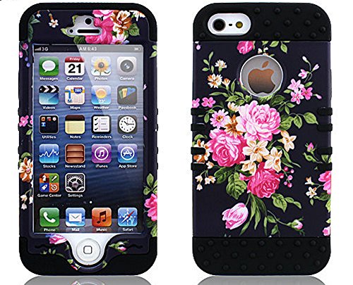 iPhone 5 case,iPhone 5 cases,iPhone 5s hard case,fashion iphone 5s case,Ezydigital Carryberry 2in1 Hybrid High Impact Hard Colorful Flowers Pattern +Silicone Case Cover iPhone 5 case For iPhone 5S & iPhone 5
