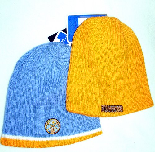 DENVER NUGGETS Reversible Ribbed Knit Beanie Hat Ski Cap By Adidas