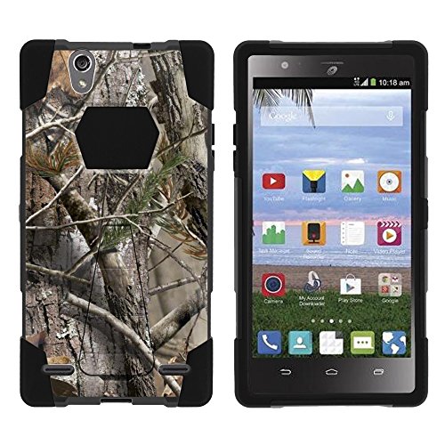 ZTE Lever Case, Full Body Fusion SHOCK Impact Kickstand Case with Exclusive Illustrations for ZTE Lever Z936L, Z936C LTE by MINITURTLE - Tree Bark Hunter Camouflage