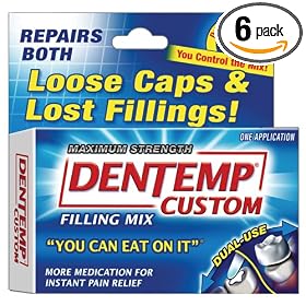Dentemp Custom Repairs Both Loose Caps And Lost Fillings (Pack of 6 )