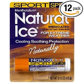 Natural Ice Lip Protectant/sunscreen sport SPF 30, 0.16-Ounce Tubes (Pack of 12)