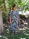 Round Neck Long Dress - Women's Inspiring Nature Caftan Kaftan Style Hawaiian Aloha Evening Dress - Regular and Plus Size