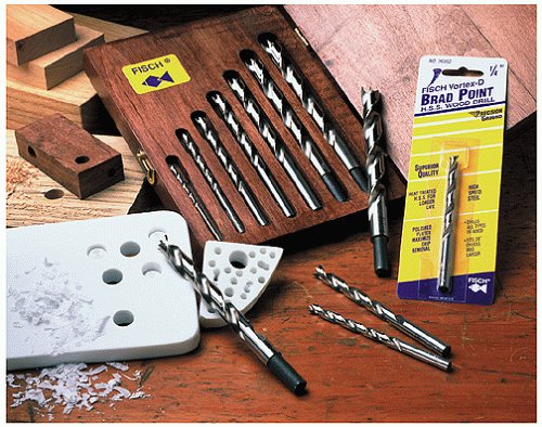 Fisch H150007K Vortex-D 7 Bit 1/8-Inch to 1/2-Inch Brad Point Twist Drill Bit Assortment in Wooden Case