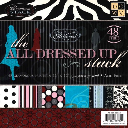 Diecuts with a View All Dressed Up 12 Inch by 12 Inch Paper Stack with Glitter