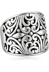 Sterling Silver Bali Inspired Filigree Ring, Size 7