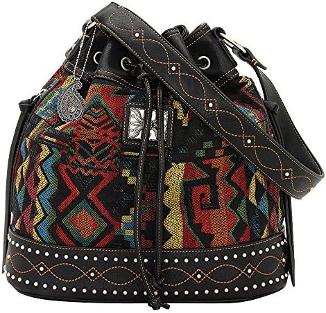 Bandana by American West Black Canyon Bucket Black Faux Leather Tote